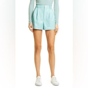 Alice and olivia vegan leather shorts in light blue size 14